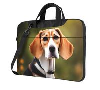 qahuopp Borsa per computer con stampa di cane Beagle, con maniglia per il trasporto, custodia protettiva per computer portatili da 13", 14" e 15,6", Nero , 13 inch