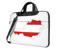 qahuopp Borsa per computer con stampa di mappa della bandiera austriaca, con maniglia per il trasporto, custodia protettiva per computer portatili da 13", 14" e 15,6", Nero , 13 inch