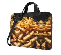 qahuopp Borsa per computer con stampa fast food, con maniglia per il trasporto, custodia protettiva per computer portatili da 13, 14, 15,6 pollici, Nero , 14 inch