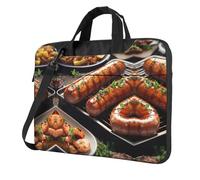 qahuopp Borsa per computer con stampa fast food, con maniglia per il trasporto, custodia protettiva per computer portatili da 13, 14, 15,6 pollici, Nero , 15.6 inch