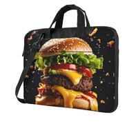 qahuopp Borsa per computer con stampa fast food, con maniglia per il trasporto, custodia protettiva per computer portatili da 13, 14, 15,6 pollici, Nero , 13 inch