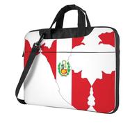 qahuopp Borsa per computer con stampa mappa della bandiera del Perù con maniglia per il trasporto Borsa per laptop Custodia protettiva per laptop da 13 14 15,6 pollici, Nero , 14 inch