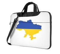 qahuopp Borsa per computer con stampa mappa della bandiera dell'Ucraina, con maniglia per il trasporto, custodia protettiva per computer portatili da 13", 14", 15,6", Nero , 13 inch