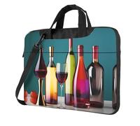 qahuopp Borsa per computer con stampa senza bottiglia di bicchieri da cocktail e vino, con maniglia per il trasporto, custodia protettiva per computer portatili da 13 14 15,6 pollici, Nero , 13 inch