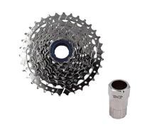 QAINKUN Ruota Libera Volano a Ruota Libera a 9 velocità 9S con Strumento di rimozione Ruota Libera filettata da avvitare Cassette Pignoni E Ruote Libere(9S 11-34T And Tool)