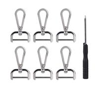 Qaixwuyi 6 moschettoni in argento con giunto girevole, anello a D rimovibile, chiusura a moschettone, gancio girevole per aragosta, accessori fai da te con cacciavite per borse, borse, gioielli