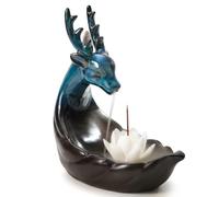 Qaixwuyi Bruciatore Incenso Riflusso Porta incenso del Cervo per Coni e Bastoncini incenso Incense Burner Ceramica per Meditazione Yoga Aromaterapia Decorazioni per Casa Ufficio Loto Bianco