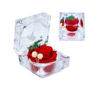 Qaixwuyi Scatola per Anello Forma Rosa Romantica Scrigno Anelli Testa con Rosa Rose Rosse Eterne Scatola per Matrimonio Fidanzamento San per San Valentino Compleanno Confessione