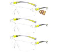 QALLY ANSI Z87, occhiali di sicurezza leggeri da uomo, anti-appannamento, avvolgenti, con montatura regolabile, lenti trasparenti, grigio giallo/grigio giallo/grigio giallo