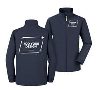 Qalviora Giacca con zip con colletto alla coreana con logo personalizzato, cappotto uniforme resistente al vento leggero, capispalla stampabile per lavoro di squadra, Marina Militare, M