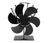 Qalvona Ventilatore per Camino a Calore, Ventilatore per Stufa Non Elettrico, 6 Pale Nero, Alta Resistenza al Calore - Avvio Automatico, Risparmio Energetico, Adatto per Stufe a Legna e