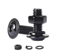 QANCEN 10 Pezzi Viti a Testa Bombata con Esagono Incassato M5x12 mm, Acciaio Inossidabile A2 V2A Ossido Nero, Set di Bulloni con Dadi Esagonali e Rondelle Elastiche