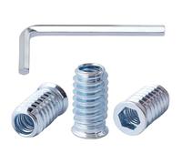 QANCEN 20 Pezzi Boccole Filettate per Legno M4x8mm, Inserti Filettati Dado a Testa Esagonale, Viti a Esagono Incassato per Mobili Legno