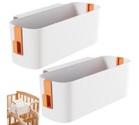 Qanye 2 Pezzi Organizzatore per Letto da Appendere, Cestino Sospeso Comodino, Borsa Portaoggetti, con 4 Ganci Rimovibili, Materiale Plastica Resistente, per Culla, Casa, Ufficio, Scuola, Arancia