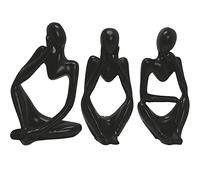 Qanye 3 Pezzi Statua del Pensatore Set, Scultura Statua Ornamenti Arte, Modernizzazione Scultura Decorazione, Statue utilizzate per Decorare Appartamenti, Uffici, Librerie, Tavoli (Nero)