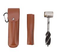QANYEGN Bushcraft Hand Auger Wrench, Outdoor Survival Multitool, Stainless Steel Hole Drilling Punching Tool with Storage Bag (Brown)
