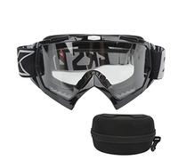 QANYEGN Occhiali da moto, Occhiali da sole protettivi regolabili, Occhiali da moto antivento per escursioni fuoristrada (Cornice nera, lente trasparente, parola grigia)