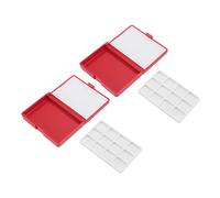 QANYEGN Scatola per tavolozza per acquerello, scatola per tavolozza in plastica, contenitore portatile per tavolozza per acquerello per acrilico, guazzo, pittura a olio (Red Box, 12 Grids)