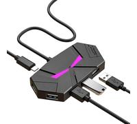 Qaonsciug Adattatore di espansione USB 2.0 multiporta 7 porte USB Splitter dock di espansione con illuminazione a LED a colori per periferiche computer ABS USB Splitter per laptop