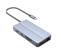 Qaonsciug Adattatore multiport di tipo C da USB C a HDTV con porta HDTV 4K Ethernet USB3.0 da 3,5 mm e lettore di schede di tipo C ad adattatore HDTV