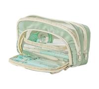 Qaonsciug Astuccio estetico a più strati, penna di grande capacità per l'organizzazione di materiale scolastico Scatola multistrato di grande capacità estetica, Verde, Bellezza di massa