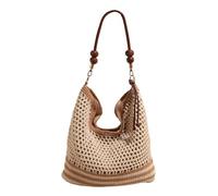 Qaonsciug Borsa a tracolla da donna in paglia da spiaggia, alla moda, per vacanze, casual, per tutti i giorni, borsa a tracolla da donna a tracolla in paglia da spiaggia di grande capacità per le