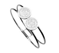 Qaonsciug Bracciale Rigido In Acciaio Inossidabile Con Medaglioni Rotondi Con Medaglioni Religiosi Per Un Braccialetto Confortevole Spirituale