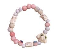 Qaonsciug Braccialetto con perline colorate in ceramica a forma di cane giocoso, lunghezza regolabile, gioiello per donne e ragazze, grazioso ciondolo a forma di cane, Misura unica, come descritto