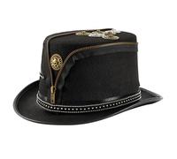 Qaonsciug Cappello Fedora in Lana Antico Con Rivetti Stelle Decors Unisex Punk Copricapo Per Halloween E Feste a Tema Raccolta Indossare Gotico Gear Fedora Cappello Per Mascherate