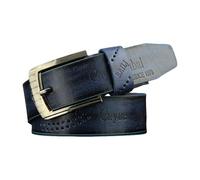 Qaonsciug Cintura da uomo in PU con fibbia ad ardiglione classica goffratura lettera modello cintura per abbigliamento professionale e tempo libero cintura da uomo, Blu, Taglia unica