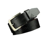 Qaonsciug Cintura da uomo in PU con fibbia ad ardiglione classica goffratura lettera modello cintura per abbigliamento professionale e tempo libero cintura da uomo, Nero , Taglia unica