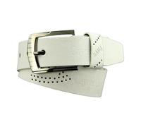 Qaonsciug Cintura da uomo in PU con fibbia ad ardiglione classica goffratura lettera modello cintura per abbigliamento professionale e tempo libero cintura da uomo, bianco, Taglia unica