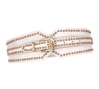 Qaonsciug Cintura elastica da donna alla moda con cinturino in finta pelle corsetto in vita per vestito dimagrante cintura da donna regolabile a strati moda, bianco, Taglia unica