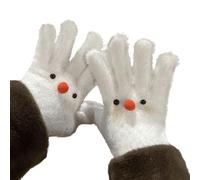 Qaonsciug Confezione da 2 guanti invernali per il freddo, unisex, motivo pupazzo di neve, caldi ed eleganti, per attività all'aperto, timido pupazzo di neve, Taglia unica