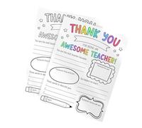 Qaonsciug Confezione da 2 poster con scritta "About My Teacher" (lingua italiana non garantita), con istruzioni di scrittura per progetti in classe, regali per insegnanti, set di biglietti di