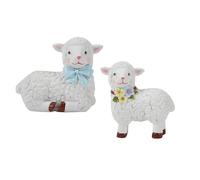 Qaonsciug Confezione da 2 statuette in resina a forma di pecora, ornamenti per torte, decorazioni per giardino, paesaggi e balconi, decorazione in vaso