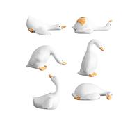 Qaonsciug Confezione da 6 statue di oche stravaganti decorazioni per casa e ufficio con intaglio dettagliato per display in resina oche set