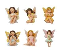 Qaonsciug Confezione da 6 statuette di fate in resina, cortili, giardini, prati, vasi, plugin, decorazione primaverile, paesaggio microscopico, fate