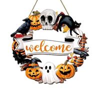 Qaonsciug Decorazione di Halloween Cane Zucca Segno Appeso Porta d'ingresso Segnali di benvenuto Placche Da Parete Finestra di Casa Decors Parete Ghirlanda Appendiabiti Per Porta D'ingresso