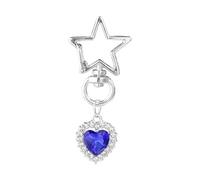 Qaonsciug Elegante anello a forma di cuore alato, unico anello a forma di stella, portachiavi a forma di farfalla per gli appassionati di moda portachiavi alla moda, Ciondolo Amore Blu, Taglia unica