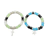 Qaonsciug Elegante corda elastica braccialetti Y2k Estetica perline con ciondoli assortiti carino fascino coppia braccialetti gioielli acrilico perline braccialetti, Misura unica, come descritto