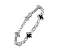 Qaonsciug Elegante Lucky 4-Leaf Erba Cubic Zirconia Rame Per Le Donne 7 Pollici 8Inch Dimensioni Leggero Quotidiano Gioielli Quattro Foglie Fiore Cubic Zirconia, 7 inches, come descritto