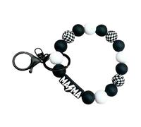 Qaonsciug Elegante Scacchiera Modello Silicone Keychain Wristband Per Le Donne Madri Gioielli Accessorio Chiavi Auto Titolare Mamma Portachiavi Da Polso Per Borse, Nero , Taglia unica