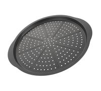 Qaonsciug Foglio per pizza da 15 pollici: forato in acciaio al carbonio design antiaderente e manico termico efficiente padella rotonda antiaderente