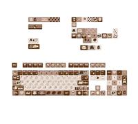 Qaonsciug Keycaps 131Piece Calore Sublimato Caffè Marrone Keycaps Set Personalizzazione Per Tastiere Meccaniche