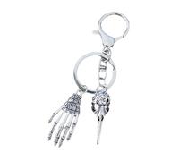 Qaonsciug Portachiavi con teschio a forma di testa di uccello, ornamento per Halloween, ciondolo per interni auto, zaini, borse, catena da collezione