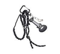 Qaonsciug Portachiavi leggero intrecciato con ciondolo a forma di chitarra in metallo, adatto per il trasporto quotidiano e lo scambio di regali portachiavi in metallo