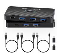 Qaonsciug Portatile Doppio Computer USB3.0 Adattatore di Commutazione 5Gbps Rapido Trasferimento di File Compatto ABS Alloggiamento Business Travel Companion Doppio PC USB Hub Adapter