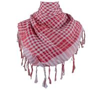 Qaonsciug Sciarpa Shemagh con motivo pied de poule sciarpa araba deserto collo testa avvolgere Keffiyeh scialle quadrato con nappe alla moda e unico, Rosso e bianco., Taglia unica