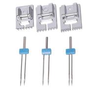 Qaonsciug Set di 3 aghi doppi con piedino premistoffa per macchina da cucire domestica 2/90 3/4/macchina doppia ago nervatura piede